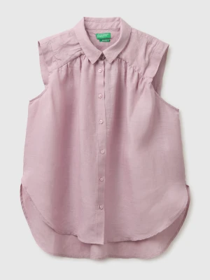 Benetton, 100% Linen Sleeveless Blouse, Size: XS, Pink, Women United Colors of Benetton