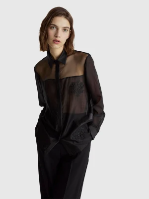 Benetton, Shirt With Embroidery, Size: XS, Black, Women United Colors of Benetton