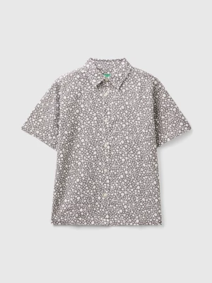 Benetton, Shirt With Floral Print, size 3XL, Dark Gray, Kids United Colors of Benetton