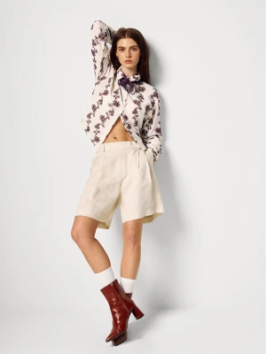 Benetton, Shirt With Flower Embroidery, size XS, Creamy White, Women United Colors of Benetton
