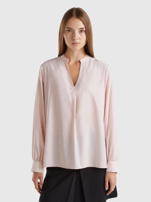 Benetton, Shirt With Henley Neck, size L, Soft Pink, Women United Colors of Benetton