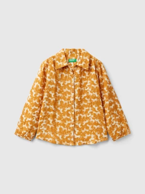 Benetton, Shirt With Horse Print, size M, Mustard, Kids United Colors of Benetton