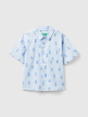 Benetton, Shirt With Ice Cream Print, size 104, Sky Blue, Kids United Colors of Benetton