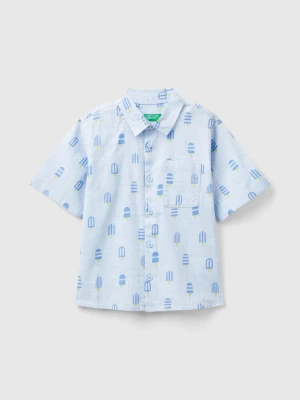 Benetton, Shirt With Ice Cream Print, size 82, Sky Blue, Kids United Colors of Benetton
