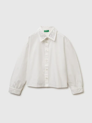 Benetton, Shirt With Jewel-effect Applique, Size: XL, Creamy White, Kids United Colors of Benetton