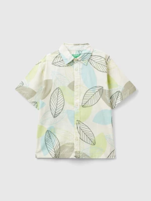 Benetton, Shirt With Leaf Print, size 2XL, Creamy White, Kids United Colors of Benetton