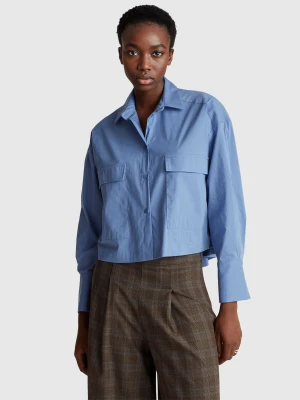 Benetton, Shirt With Pockets, Size: XS, Light Blue, Women United Colors of Benetton