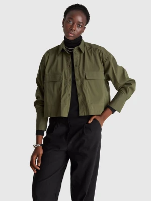 Benetton, Shirt With Pockets, Size: XS, Military Green, Women United Colors of Benetton