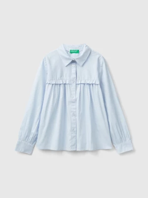 Benetton, Shirt With Rouches On The Yoke, size 2XL, Sky Blue, Kids United Colors of Benetton