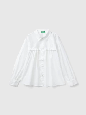 Benetton, Shirt With Rouches On The Yoke, size 2XL, White, Kids United Colors of Benetton