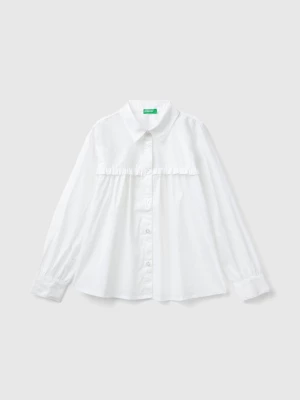 Benetton, Shirt With Rouches On The Yoke, size M, White, Kids United Colors of Benetton