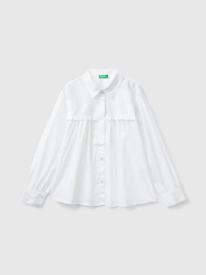 Benetton, Shirt With Rouches On The Yoke, size S, White, Kids United Colors of Benetton