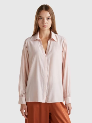 Benetton, Shirt With V-neck, size L, Soft Pink, Women United Colors of Benetton