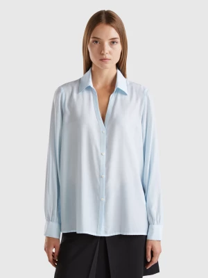 Benetton, Shirt With V-neck, size XS, Sky Blue, Women United Colors of Benetton