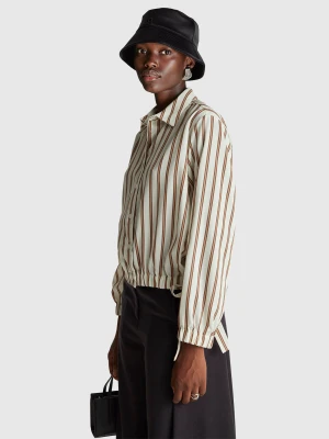 Benetton, Shirt With Vertical Stripes And Bows, Size: XS, Beige, Women United Colors of Benetton