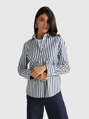 Benetton, Shirt With Vertical Stripes, Size: XS, Blue, Women United Colors of Benetton