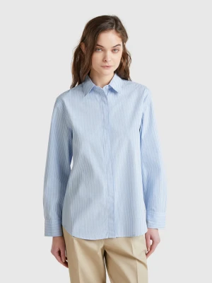 Benetton, Shirt With Vertical Stripes, size XXS, Light Blue, Women United Colors of Benetton