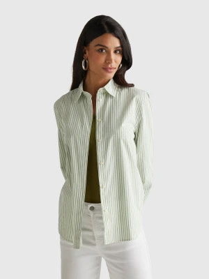 Benetton, Shirt With Vertical Stripes, Size: XXS, Light Green, Women United Colors of Benetton