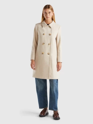 Benetton, Short Coat In Wool Blend, size , Beige, Women United Colors of Benetton