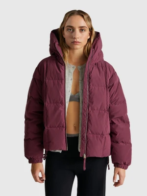Benetton, Short Down Jacket Padded With Recycled Feathers, Size: M, Plum, Women United Colors of Benetton