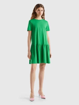 Benetton, Short Dress In Long Fiber Cotton, size L, Green, Women United Colors of Benetton