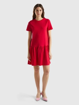 Benetton, Short Dress In Long Fiber Cotton, size L, Red, Women United Colors of Benetton