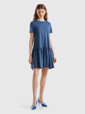 Benetton, Short Dress In Long Fiber Cotton, size S, Air Force Blue, Women United Colors of Benetton