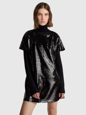 Benetton, Short Dress With Sequins, Size: XS, Black, Women United Colors of Benetton
