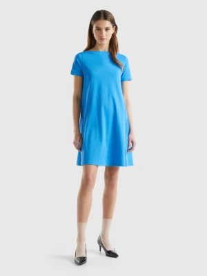 Benetton, Short Flared Dress, size L, Blue, Women United Colors of Benetton