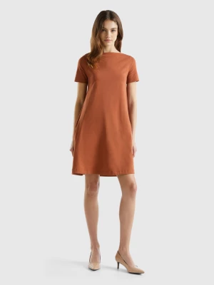 Benetton, Short Flared Dress, size L, Brown, Women United Colors of Benetton