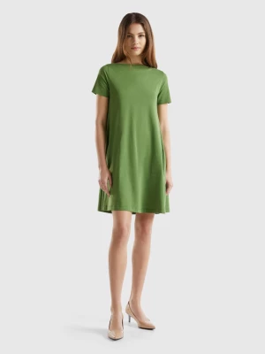Benetton, Short Flared Dress, size L, Military Green, Women United Colors of Benetton
