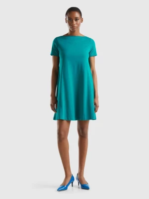Benetton, Short Flared Dress, size L, Teal, Women United Colors of Benetton