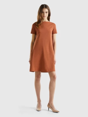 Benetton, Short Flared Dress, size M, Brown, Women United Colors of Benetton