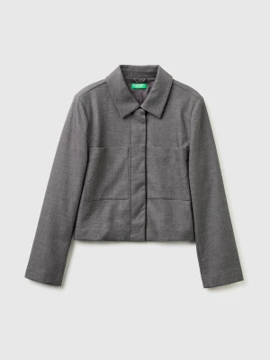 Benetton, Short Jacket With Pockets, Dark Gray, Women United Colors of Benetton