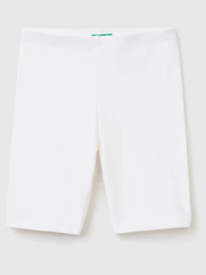 Benetton, Short Leggings In Stretch Cotton, size L, White, Kids United Colors of Benetton
