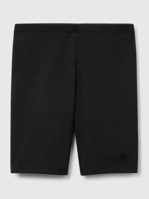 Benetton, Stretch Cotton Short Leggings, Size: XL, Black, Kids United Colors of Benetton