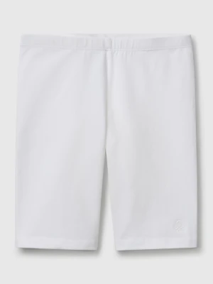 Benetton, Short Leggings In Stretch Cotton, Size: XL, White, Kids United Colors of Benetton