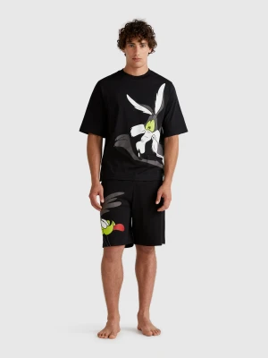 Benetton, Short ©looney Tunes Pyjamas, size XL, Black, Men United Colors of Benetton