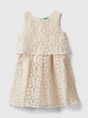 Benetton, Short Macramé Dress, size 3XL, Beige, Kids United Colors of Benetton