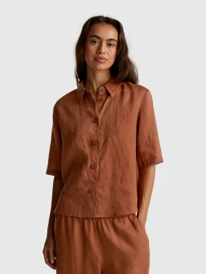 Benetton, Short Shirt In Pure Linen, size XXS, , Women United Colors of Benetton