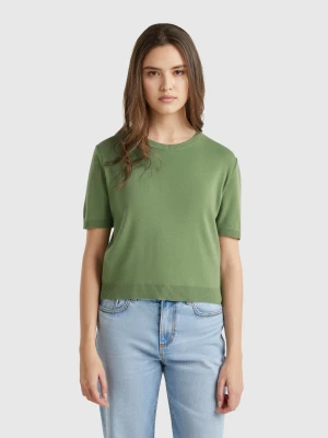 Benetton, Short Sleeve 100% Cotton Sweater, size XXS, Green, Women United Colors of Benetton