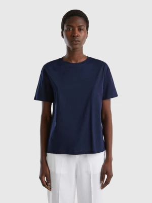 Benetton, Short Sleeve 100% Cotton T-shirt, size L, Dark Blue, Women United Colors of Benetton
