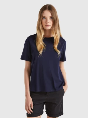 Benetton, Short Sleeve 100% Cotton T-shirt, size L, Dark Blue, Women United Colors of Benetton