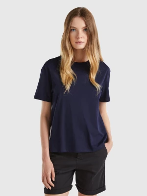 Benetton, Short Sleeve 100% Cotton T-shirt, size L, Dark Blue, Women United Colors of Benetton