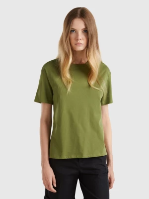 Benetton, Short Sleeve 100% Cotton T-shirt, size L, Military Green, Women United Colors of Benetton