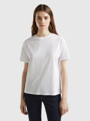 Benetton, Short Sleeve 100% Cotton T-shirt, size L, White, Women United Colors of Benetton