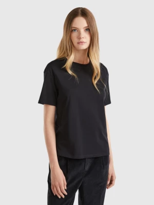 Benetton, Short Sleeve 100% Cotton T-shirt, size M, Black, Women United Colors of Benetton