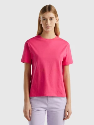 Benetton, Short Sleeve 100% Cotton T-shirt, size M, Fuchsia, Women United Colors of Benetton