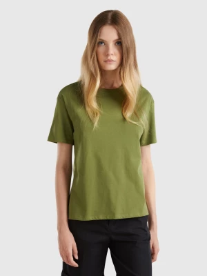 Benetton, Short Sleeve 100% Cotton T-shirt, size M, Military Green, Women United Colors of Benetton