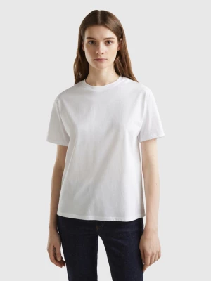 Benetton, Short Sleeve 100% Cotton T-shirt, size S, White, Women United Colors of Benetton